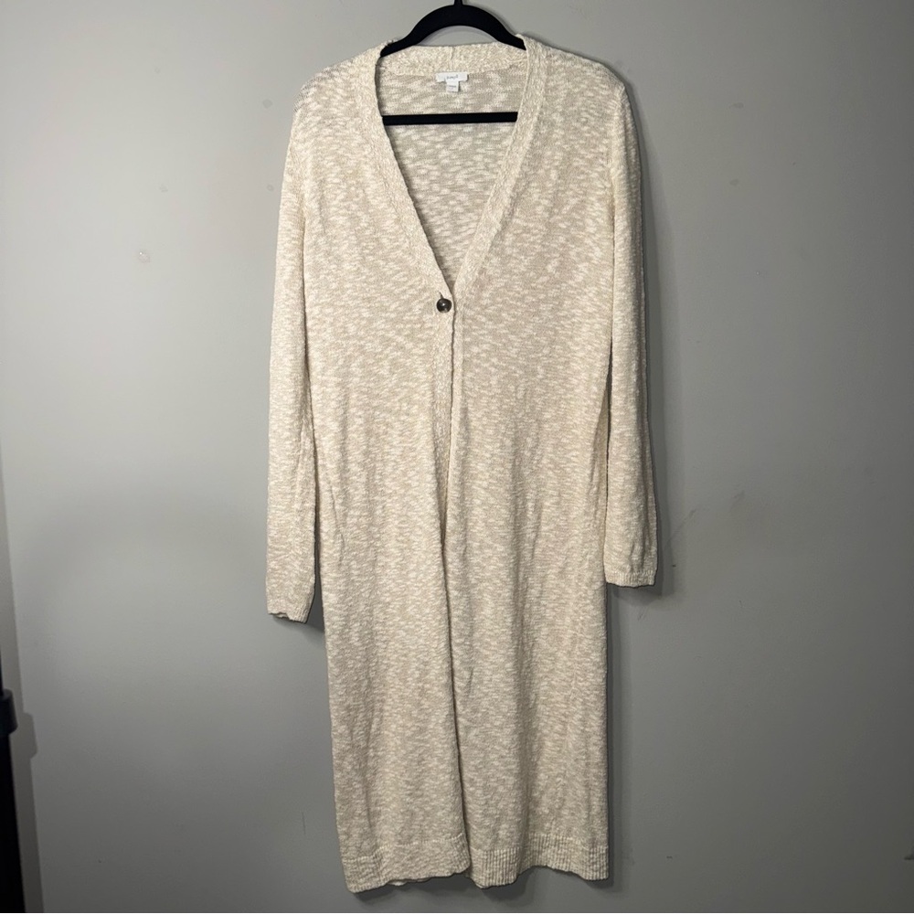 Pure‎ Jill J Jill Women Small Cream Beige Marled Knit Longline Duster Cardigan